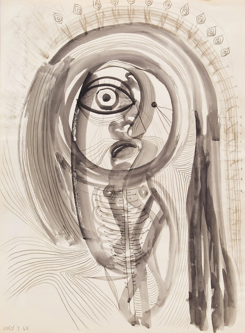 Gerald Milne Moses, Figurative and Abstract Drawings , nineteen mixed media and watercolour on paper - view 13
