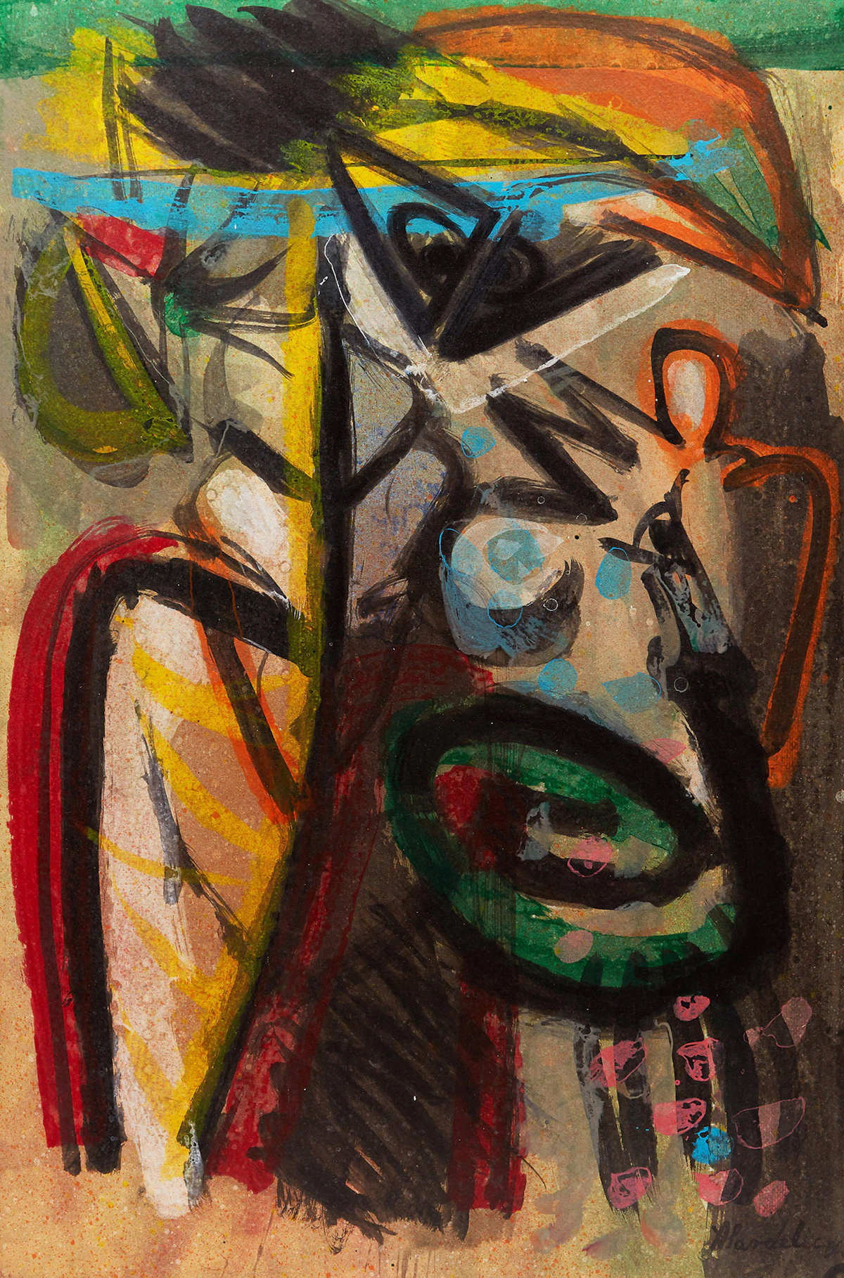 Alain Delic, Abstract Composition; Abstracted Figure, two assorted media on paper