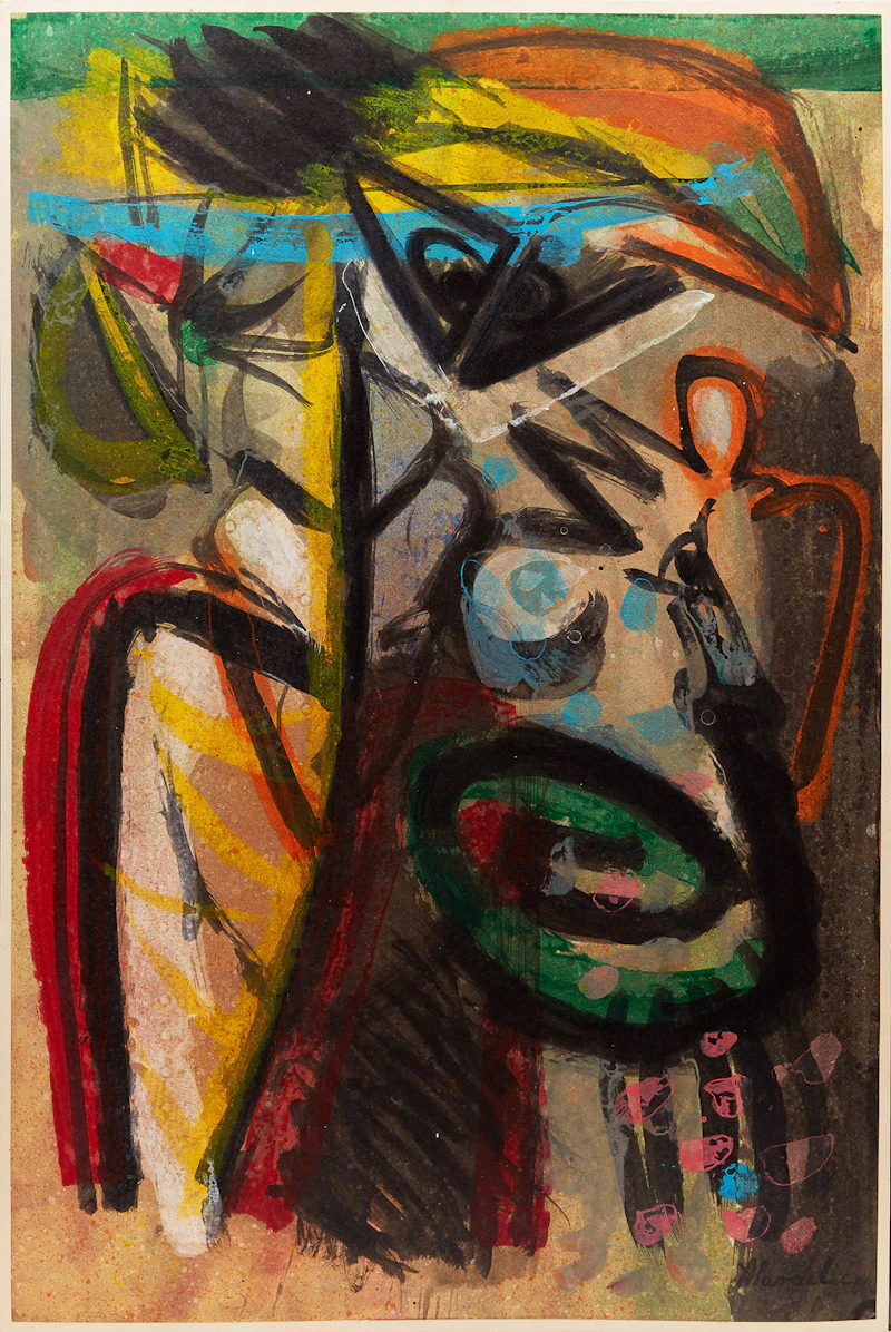 Alain Delic, Abstract Composition; Abstracted Figure, two assorted media on paper - view 2