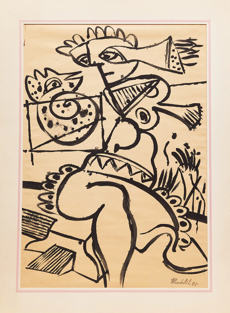 Alain Delic, Abstract Composition; Abstracted Figure, two assorted media on paper - view 5