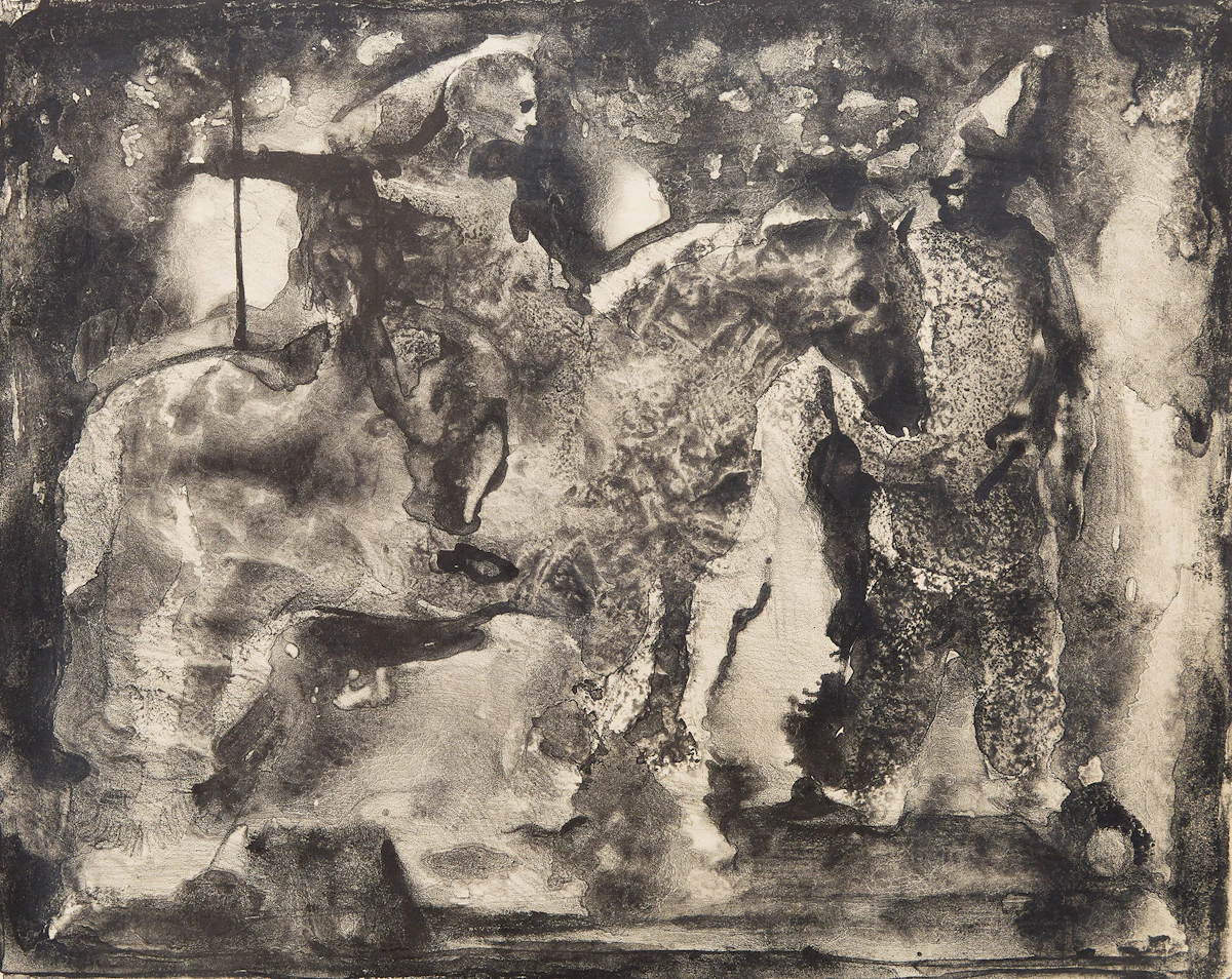 Jack Nichols, Figure on Horseback, lithograph, 1957