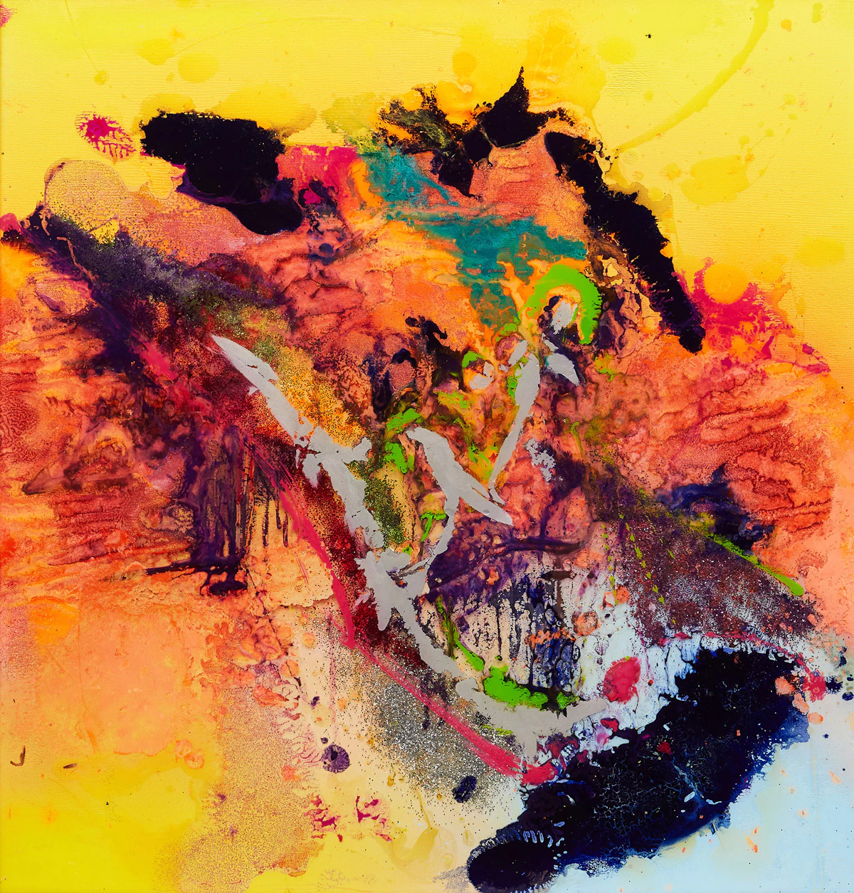 David Drum and Barbara Vance, Float Like a Butterfly, Sting Like a Bee for Ali, mixed media on reverse glass panel