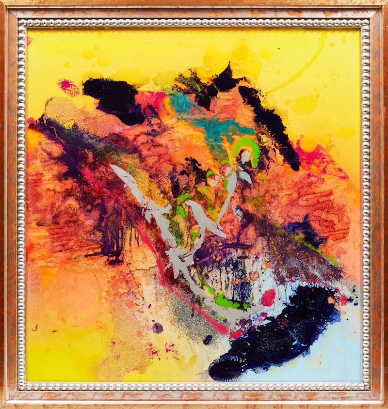 David Drum and Barbara Vance, Float Like a Butterfly, Sting Like a Bee for Ali, mixed media on reverse glass panel - view 2