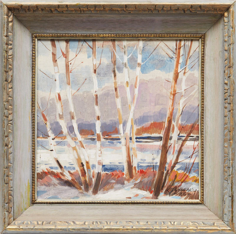 K.  Langenfeld, Beech Trees by the Shoreline, oil on board, 1986 - view 2