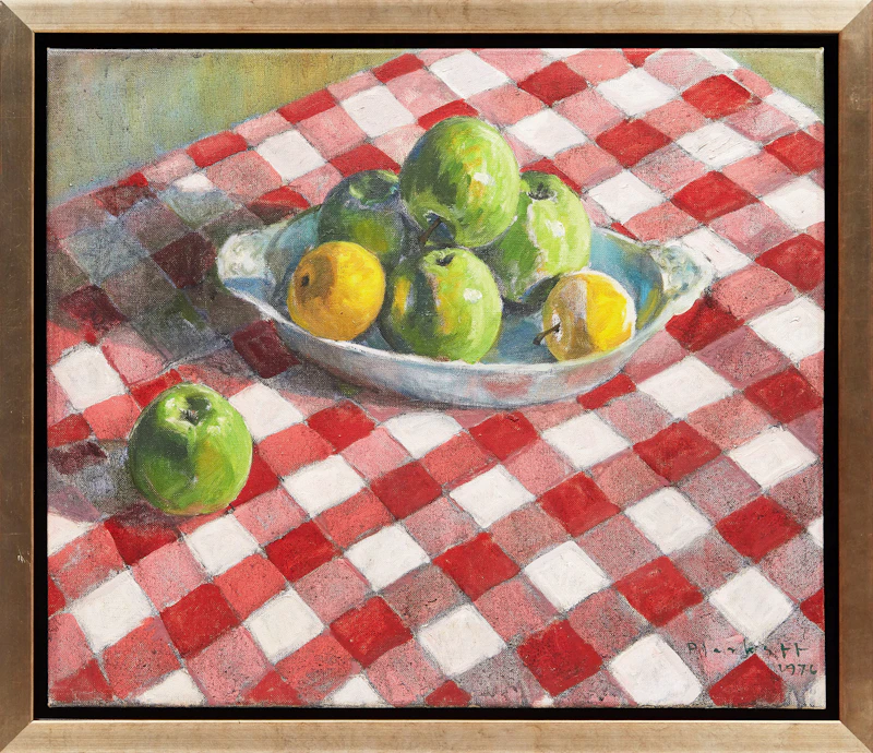 Joseph Francis Plaskett, Apples on Red, oil on canvas, 1976 - view 2