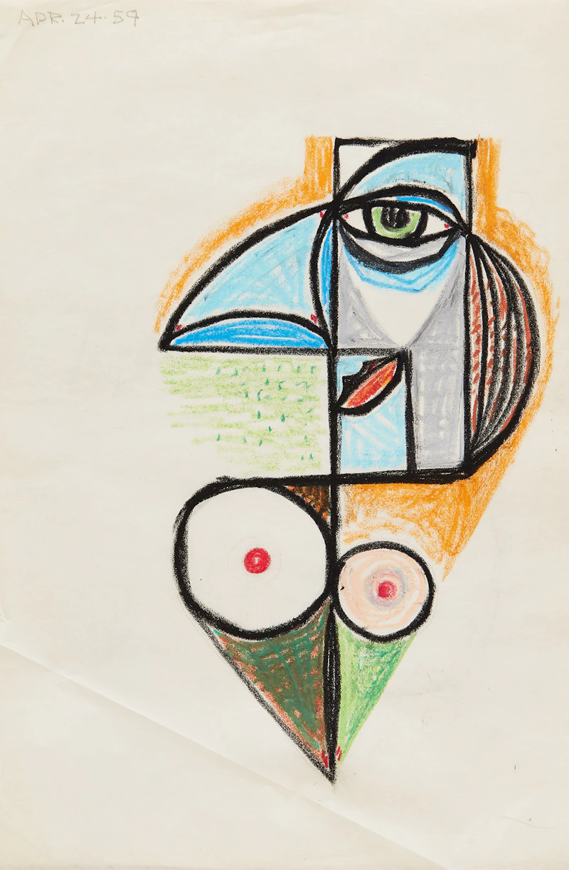 Gerald Milne Moses, Figurative and Abstract Drawings, seven pastels on paper - view 13