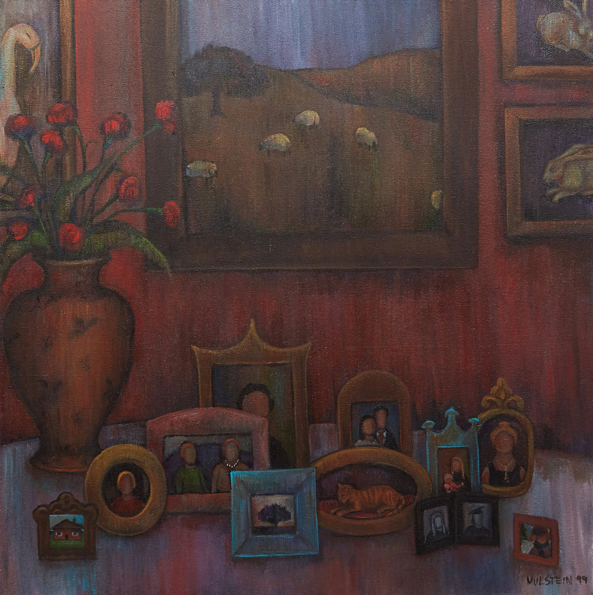 Barbara Mulstein, Red Still Life , oil on canvas, 1999