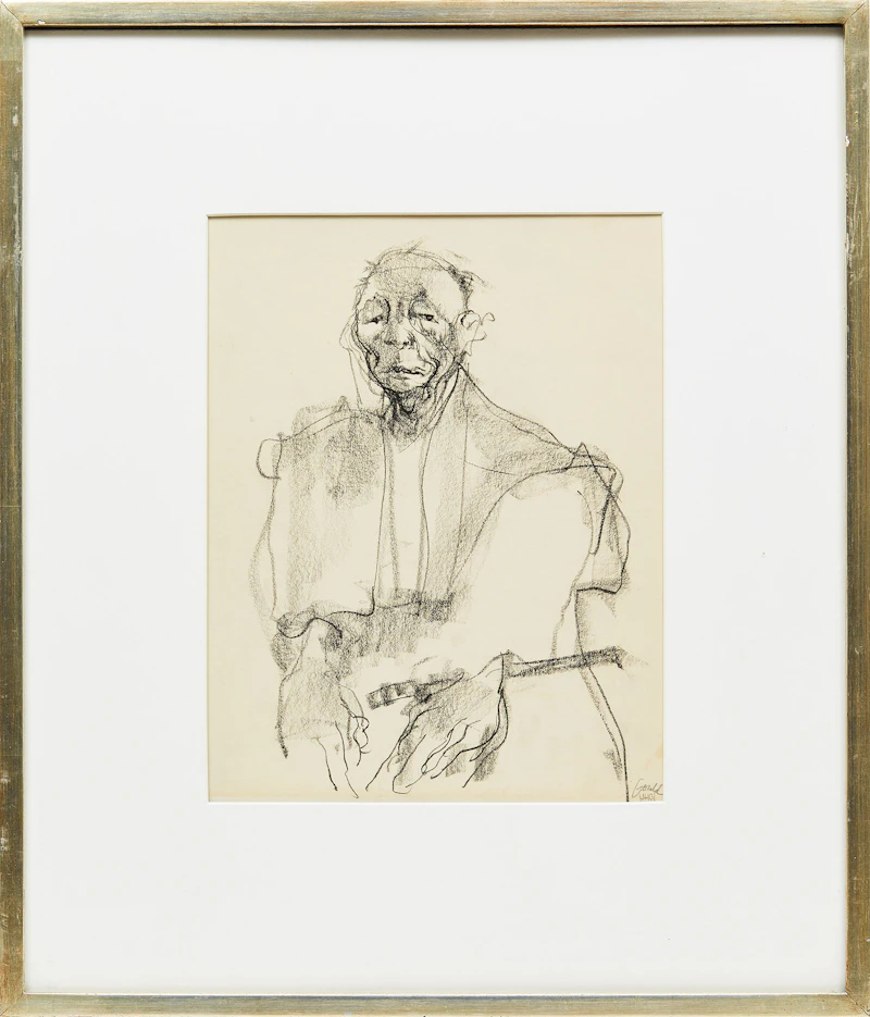 John Gould, Man with Serape, pencil, 1965 - view 2