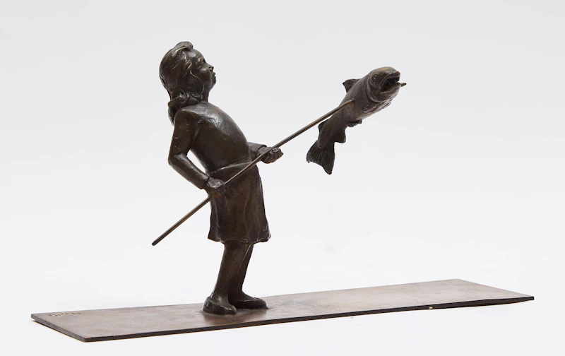 Mark Moore, Untitled (“Girl with Fish”), bronze - view 2