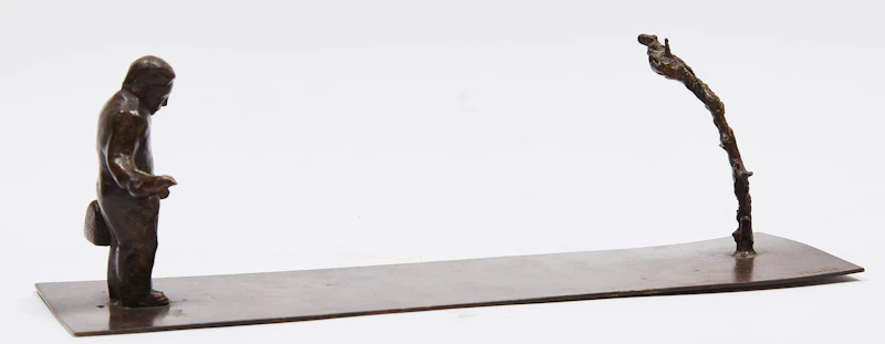 Mark Moore, Untitled (“Man with Bird & Tree”), bronze - view 2