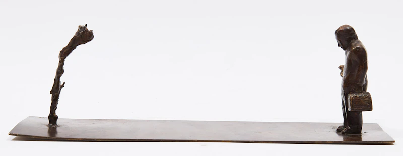 Mark Moore, Untitled (“Man with Bird & Tree”), bronze - view 4