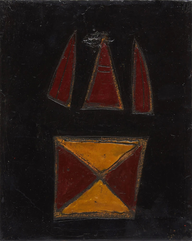 Christopher Kier, Untitled, three mixed media & encaustics on canvas, 1990 - view 3