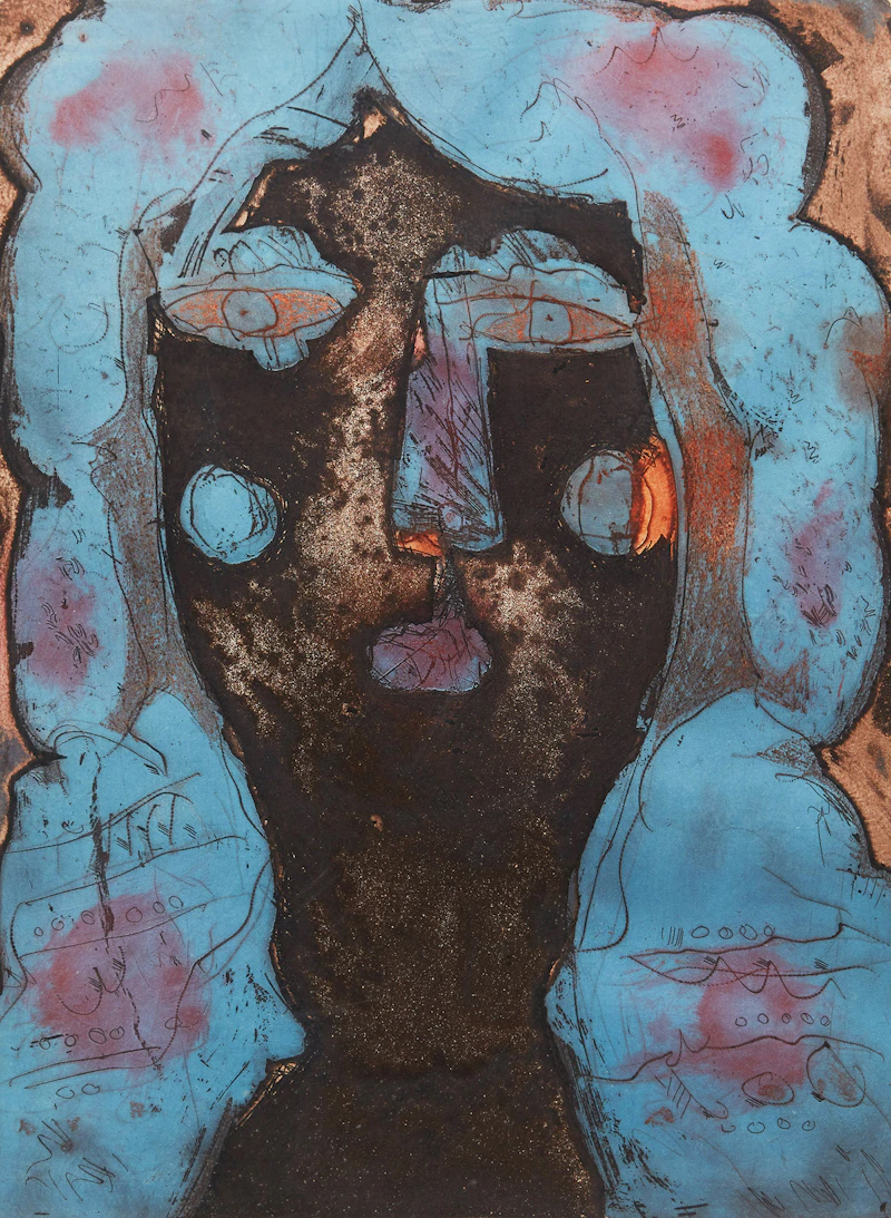 Norman Laliberté, Patricia Bleue, etching in colours