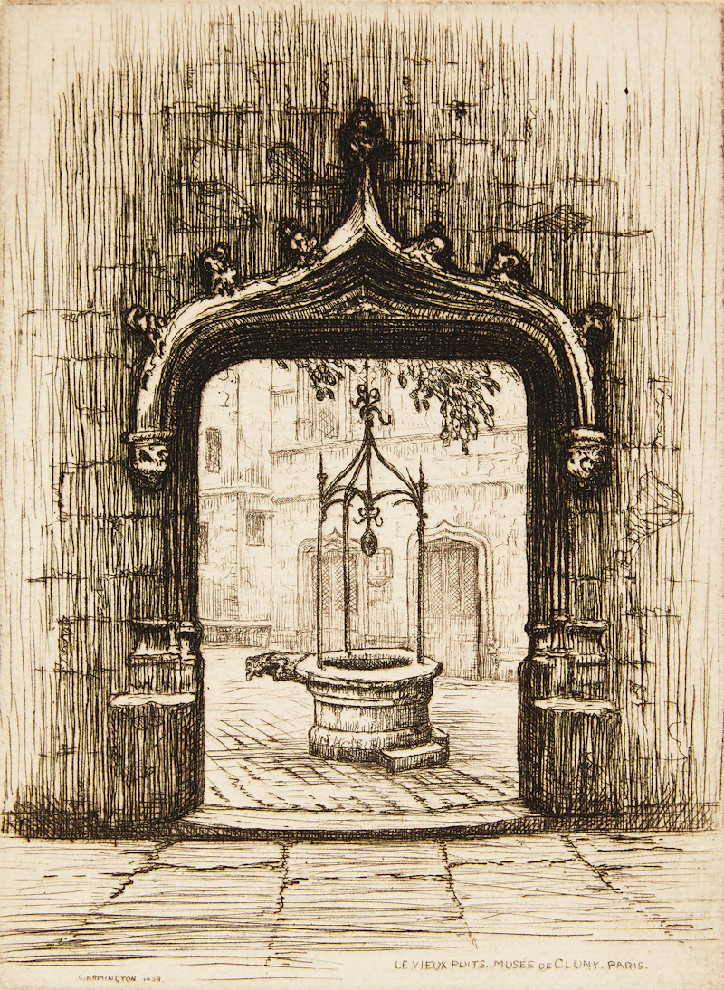 Caroline Helena Armington, Le vieux puits, Musée de Cluny, Paris; Rio Albrizzi Venice; Ponte Della Malvasia Venice, three etchings