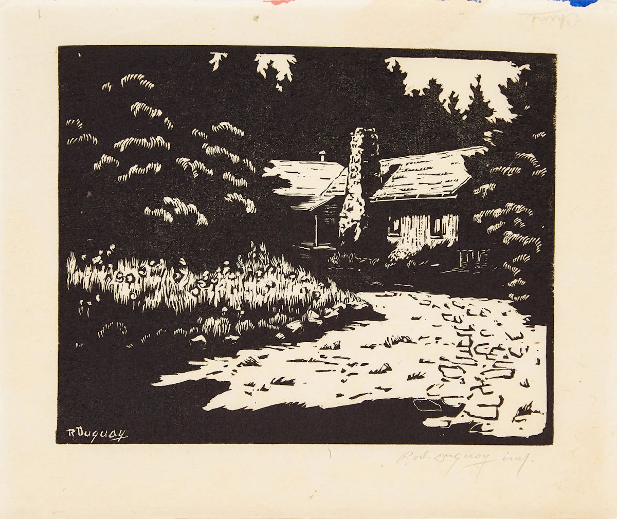 Rodolphe Duguay, Sans titre (maison), woodcut print, 1935