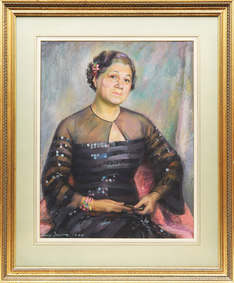 Lucy Mary Hope Jarvis, Portrait of a Woman, pastel and book, 1938 - view 2