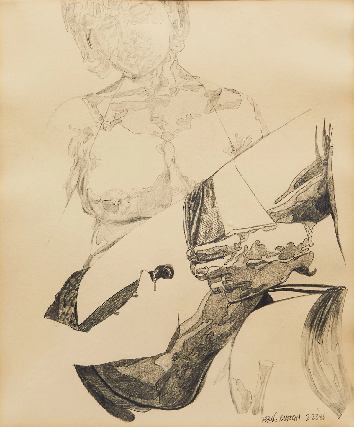 Dennis Eugene Norman Burton, Seated Woman, pencil drawing, 1966