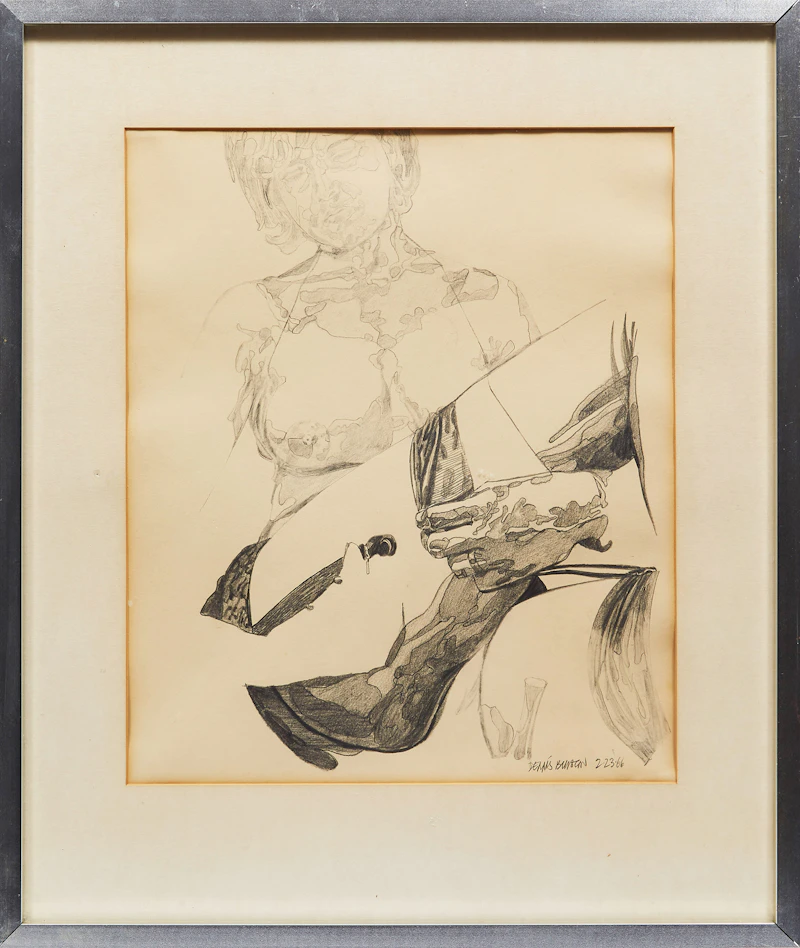 Dennis Eugene Norman Burton, Seated Woman, pencil drawing, 1966 - view 2