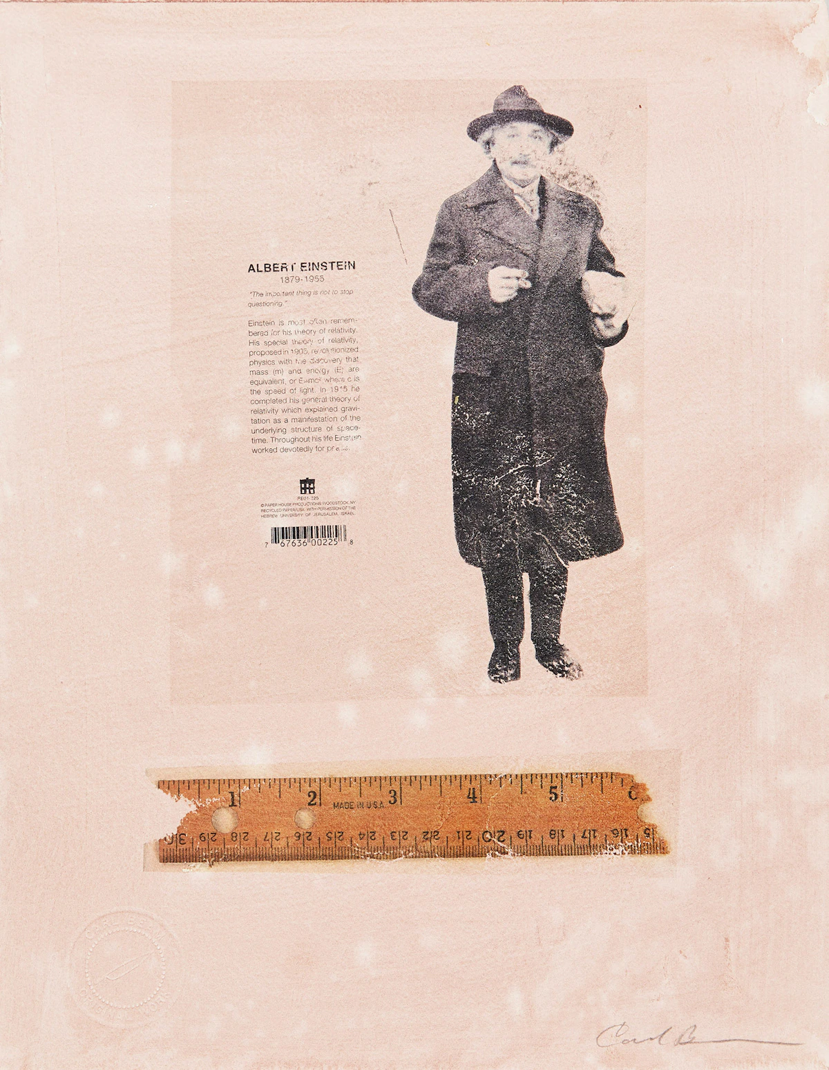 Carl Beam, Untitled (Einstein and Ruler), mixed media on paper