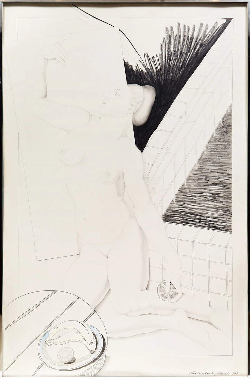 Leslie Donald Poole, Woman I (after Bronzino), graphite and coloured pencil, 1980 - view 2