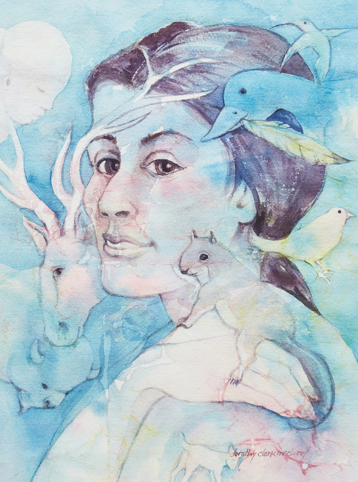 Dorothy Clark McClure, Bird Mother, Medicine Woman, watercolour