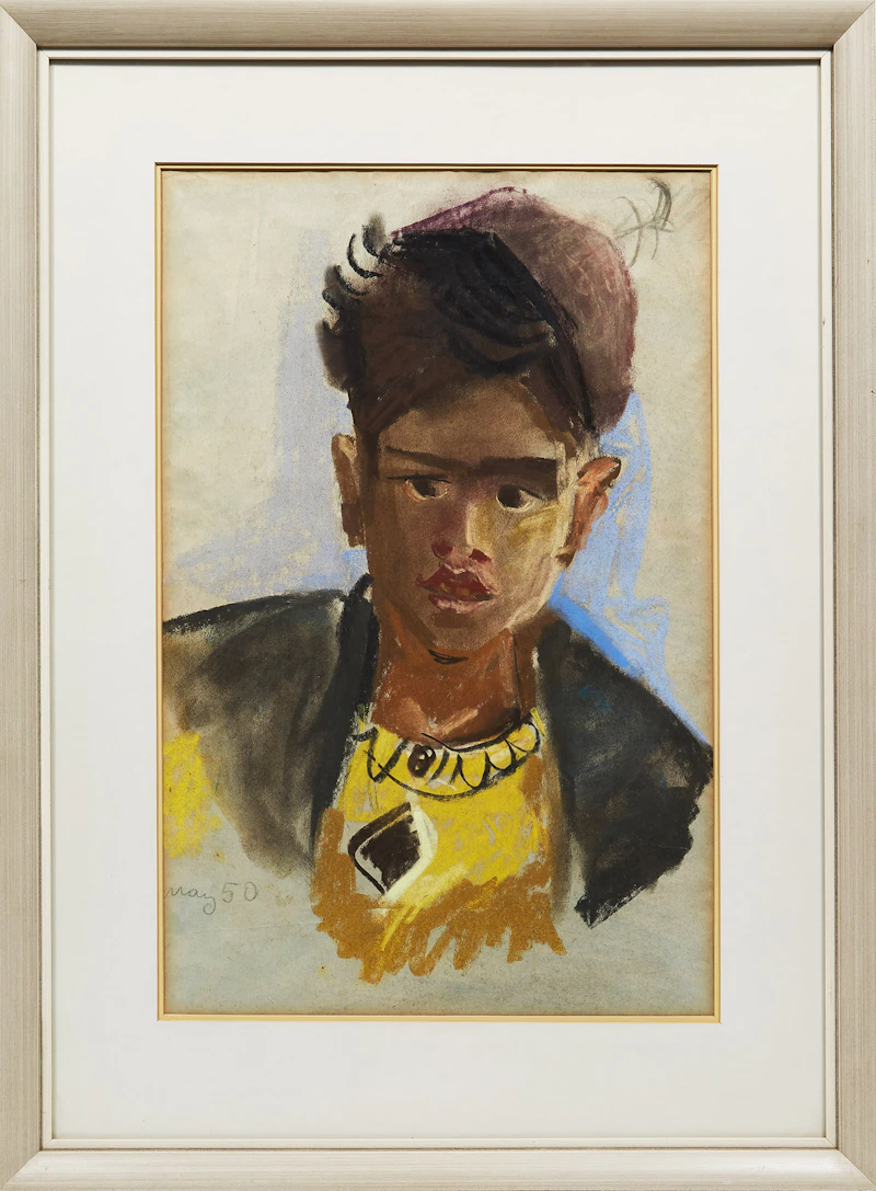 Karl May, Portrait in Yellow, pastel, 1950 - view 2
