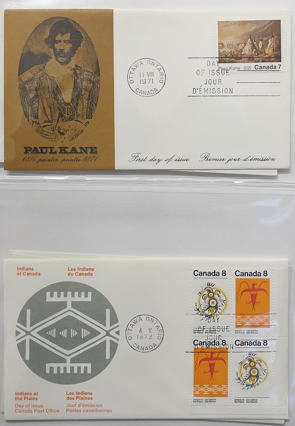 Books and Reference, Collection of First Nations & Indigenous First Day Covers and Centennial Stamp Box, stamps and cachet envelopes in a binder and Centennial stamp box