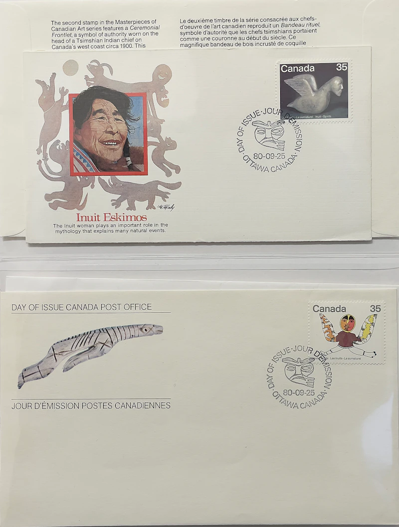 Books and Reference, Collection of First Nations & Indigenous First Day Covers and Centennial Stamp Box, stamps and cachet envelopes in a binder and Centennial stamp box - view 4