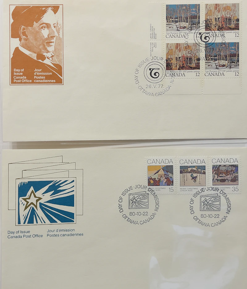 Books and Reference, Collection of First Day Covers and 1967 Centennial Stamp Box, stamps and cachet envelopes in a First Day Covers binder and Centennial stamp box - view 3