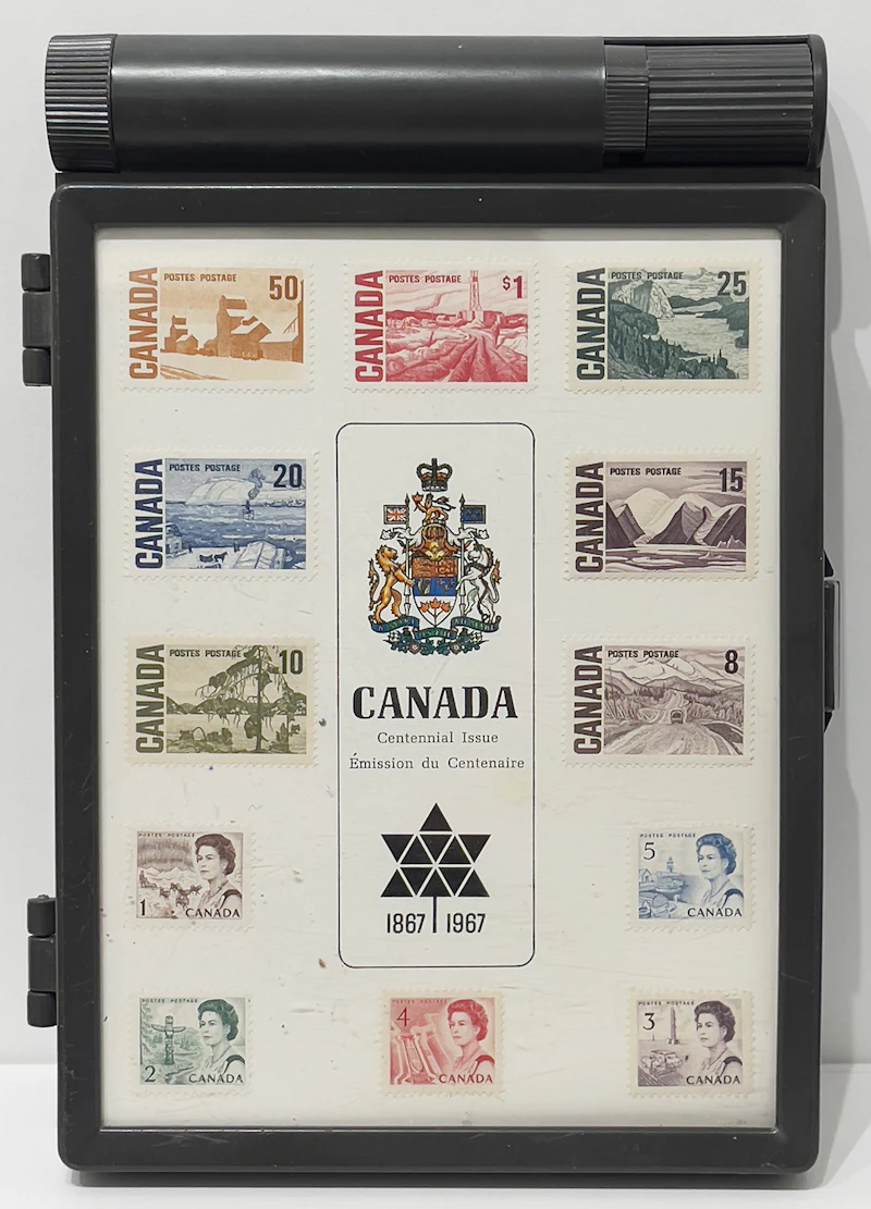 Books and Reference, Collection of First Day Covers and 1967 Centennial Stamp Box, stamps and cachet envelopes in a First Day Covers binder and Centennial stamp box - view 11