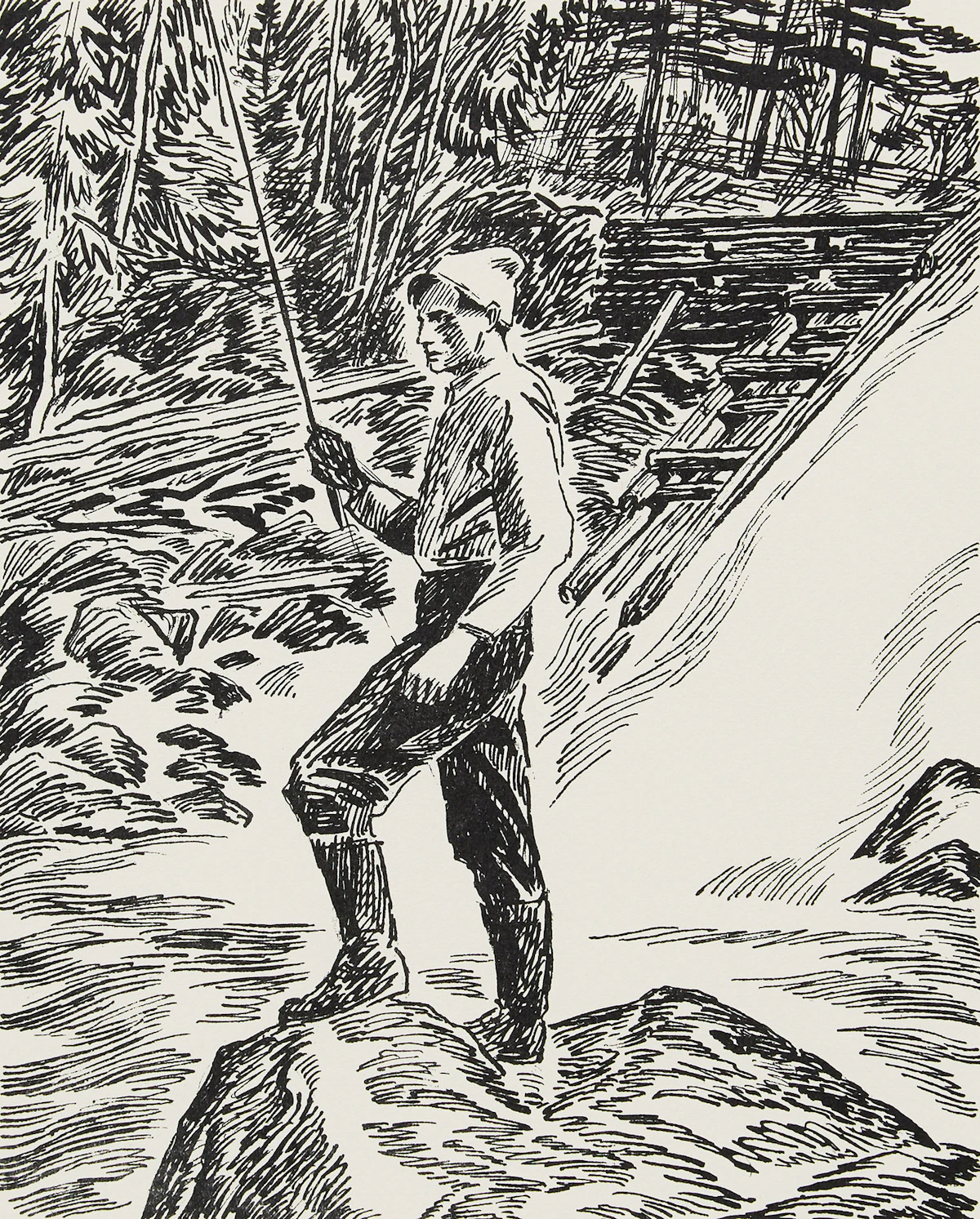 Thoreau MacDonald, Tom Thomson (drawn by T.M. from a  photo by L.S.H.), lithograph, 1965