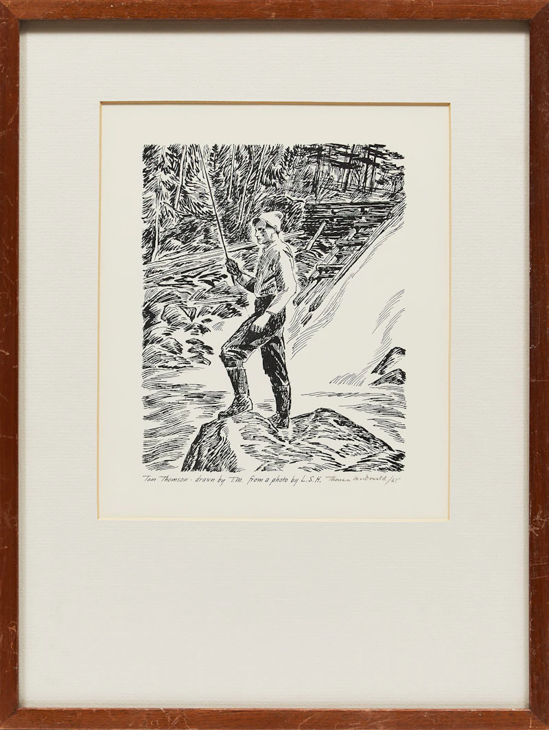 Thoreau MacDonald, Tom Thomson (drawn by T.M. from a  photo by L.S.H.), lithograph, 1965 - view 2