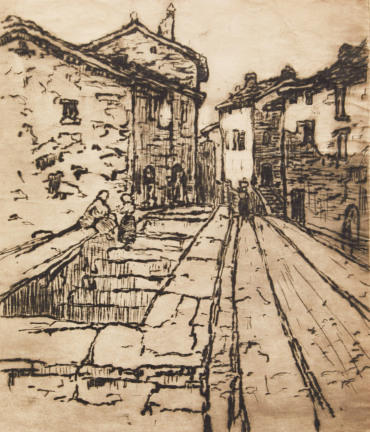 Manly Edward MacDonald, Street Scene; Vendor; Baker House, three etchings