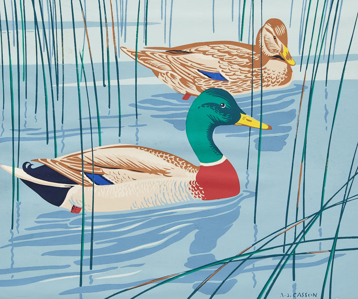 Alfred Joseph Casson, The Common Mallard; The Sharp Tailed Grouse, two silkscreens