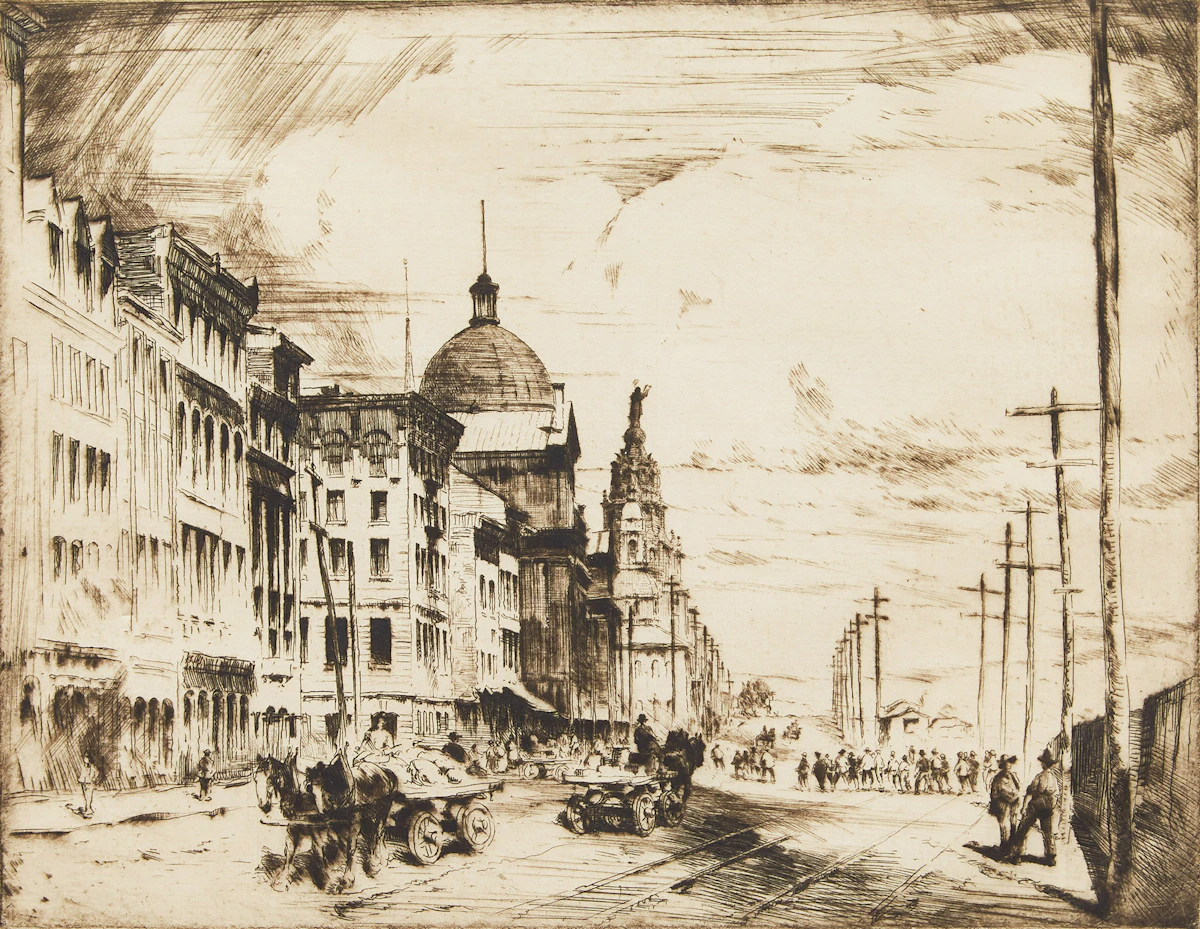 Herbert Raine, Commissioner’s Street, Montreal, P.Q. , etching