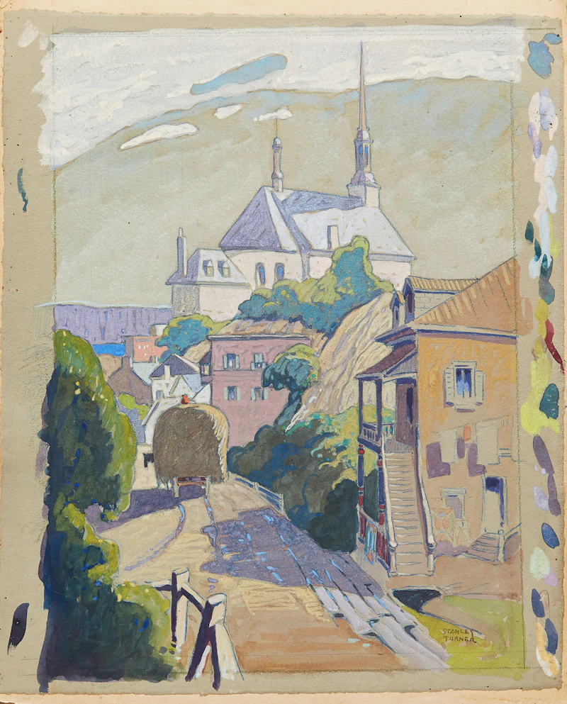 Stanley Francis Turner, Three Works: Sillery (Jesuit House); Château Richer, Quebec; English Church from City Hall , gouache - view 3