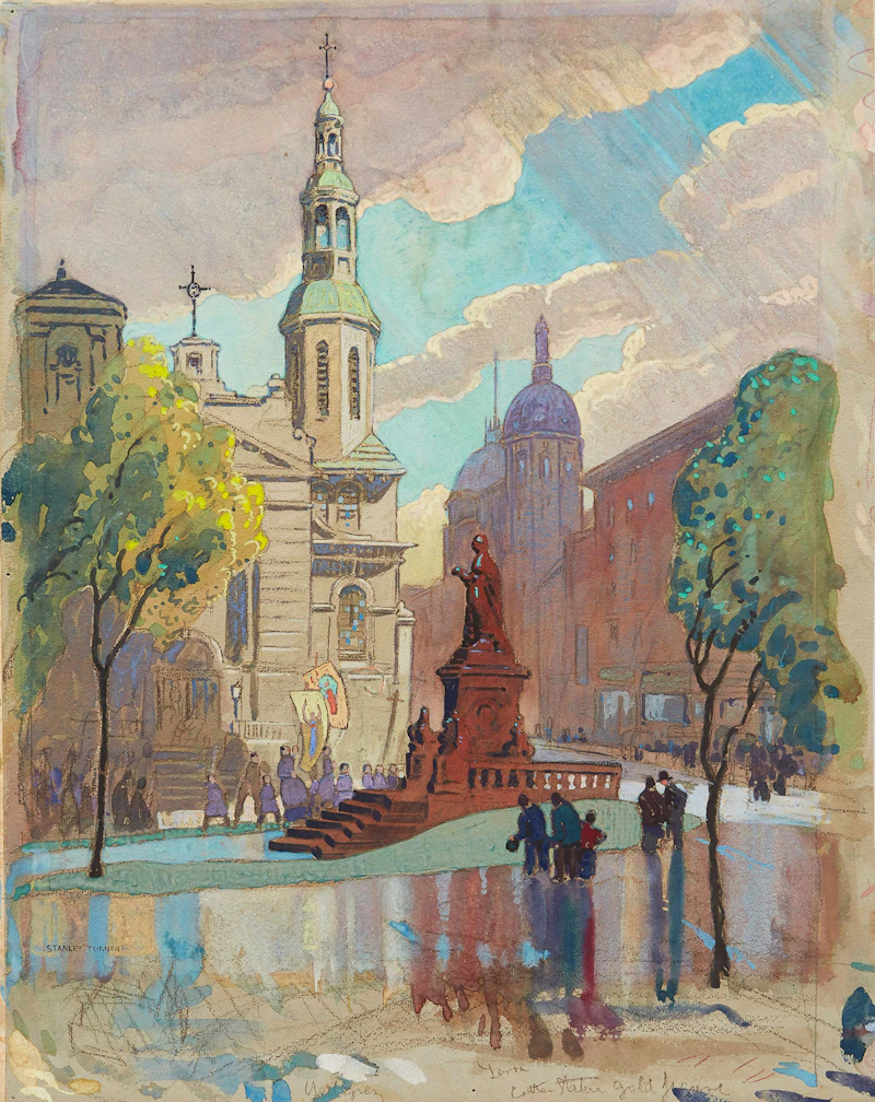 Stanley Francis Turner, Three Works: Sillery (Jesuit House); Château Richer, Quebec; English Church from City Hall , gouache - view 5