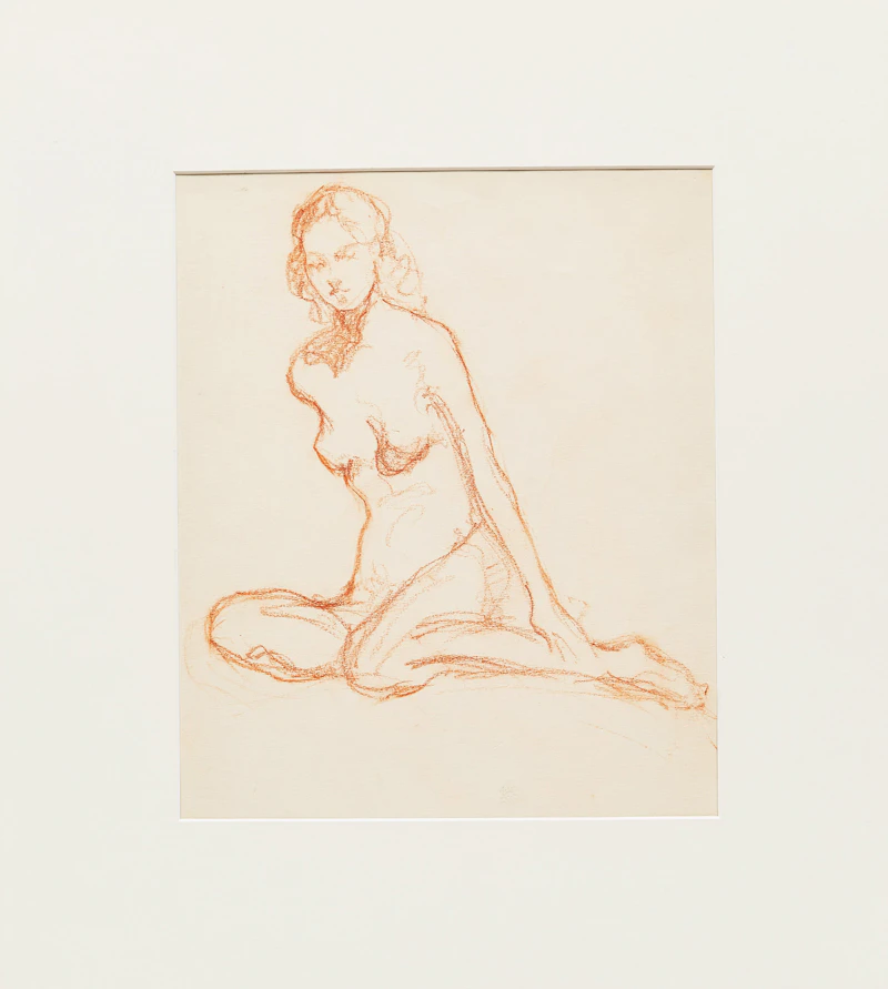 Manly Edward MacDonald, Nude Portrait , conte on paper - view 2