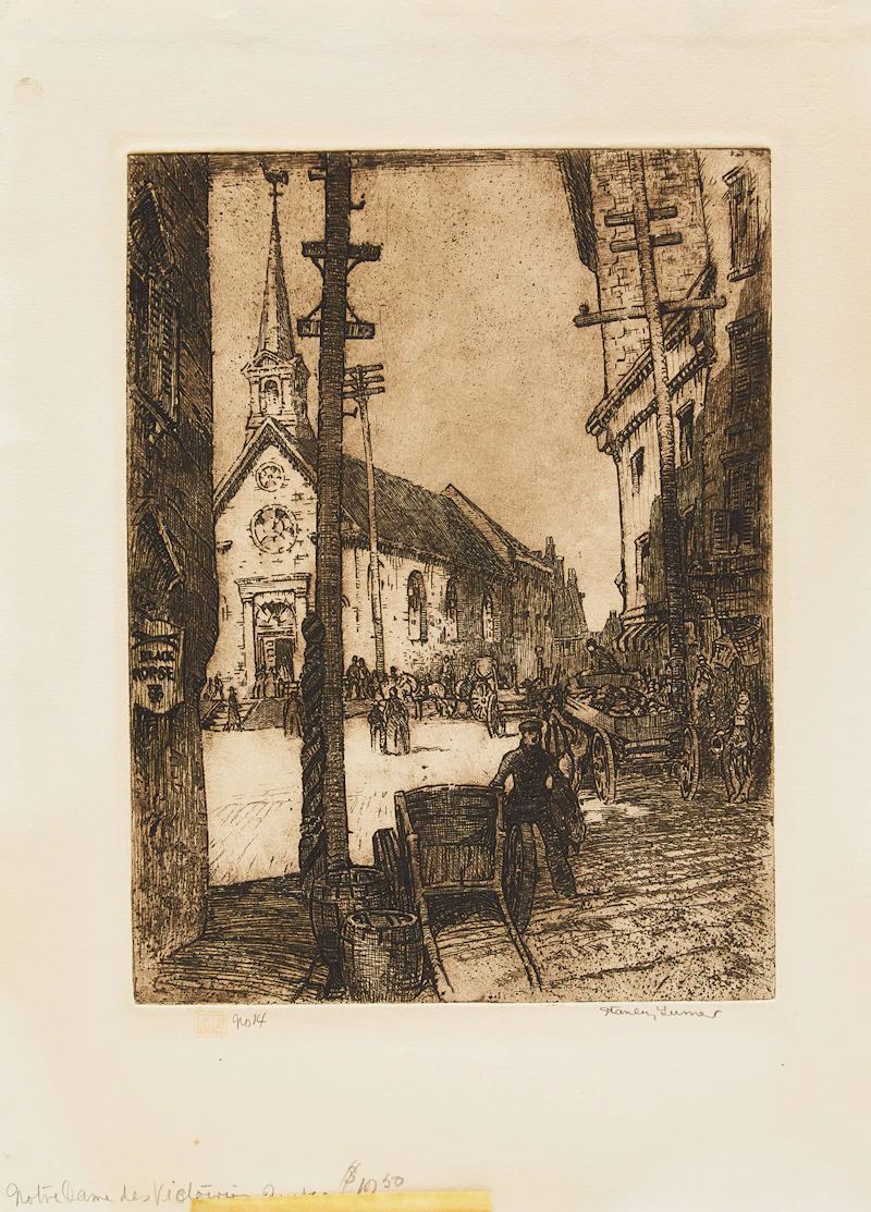 Stanley Francis Turner, Three Works: Lower Town, QC; Notre Dame des Victoires, QC; Untitled, etchings - view 3