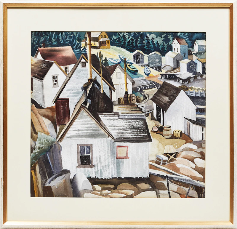 Peter Haworth, Fisherman’s Cove, Gaspe, watercolour and graphite on  paper, 1950 - view 2
