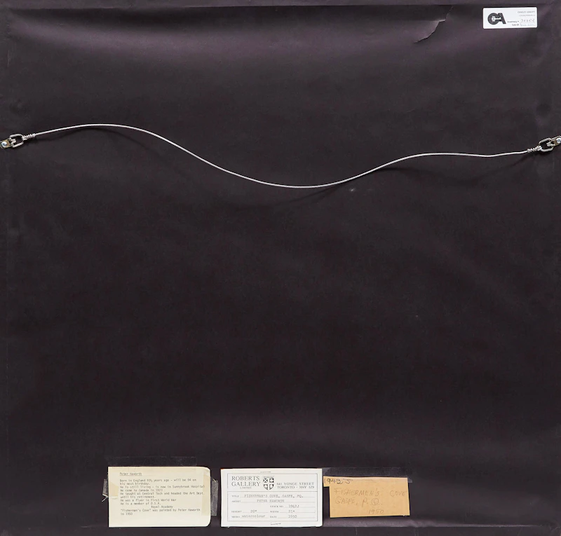 Peter Haworth, Fisherman’s Cove, Gaspe, watercolour and graphite on  paper, 1950 - view 3