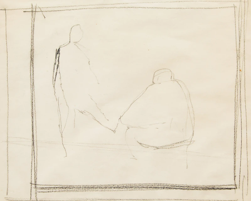 Richard Ciccimarra, Standing Figure and Fallen Figure; Walking Figure and Seated Figure, two drawings - view 4