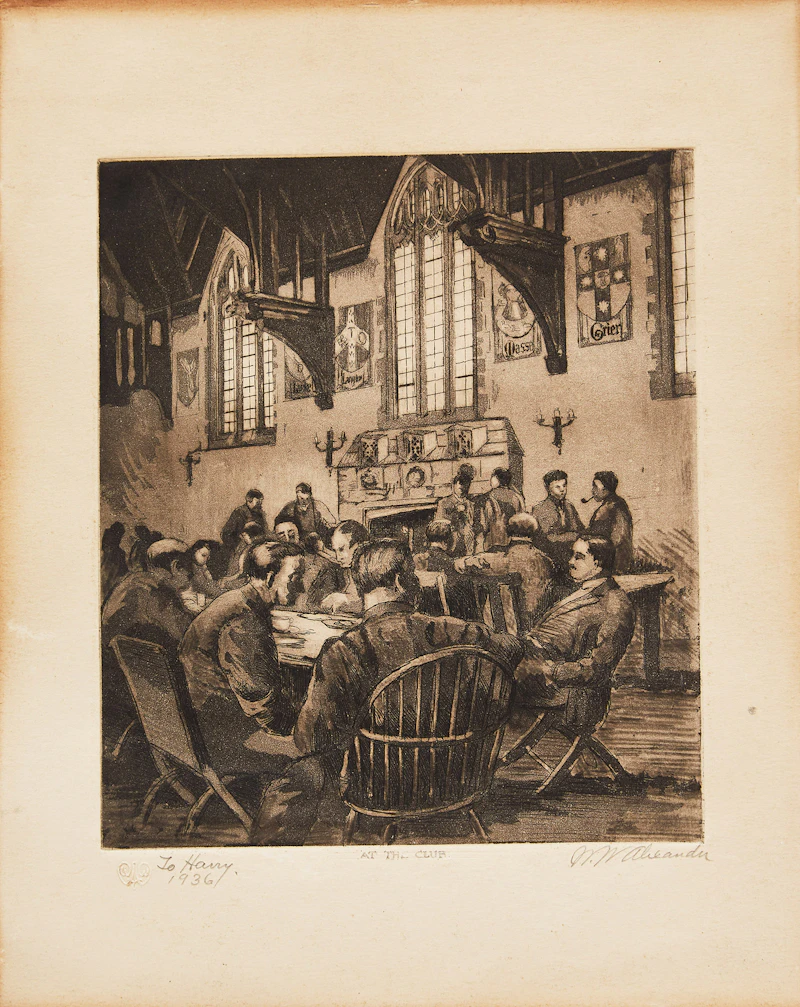 William Walker Alexander, Church St Denis Que; At the Club, pair of etchings - view 5