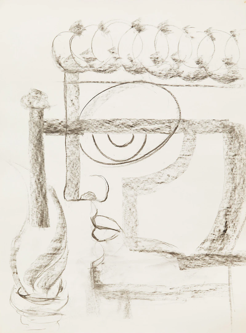 Gerald Milne Moses, Thirty Abstract Figures and Faces, charcoal; graphite on paper