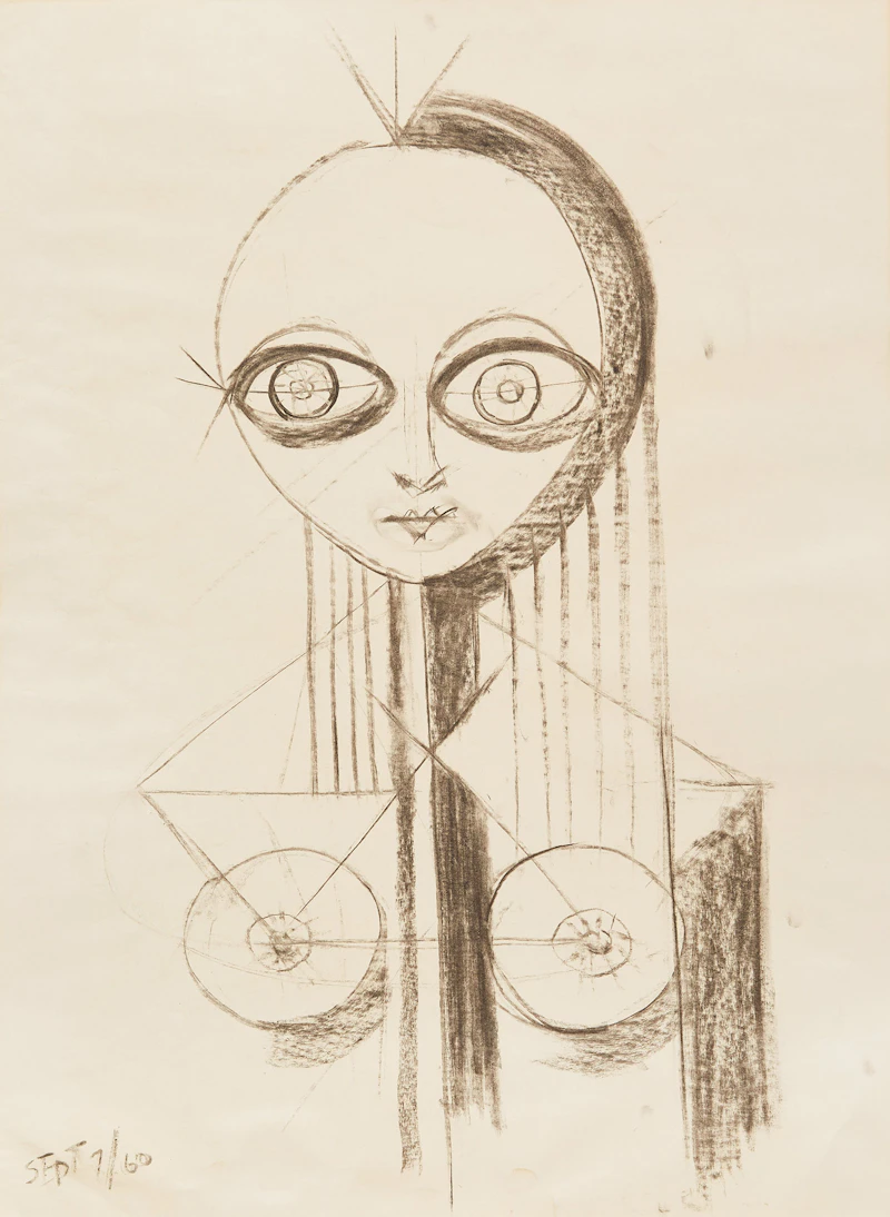 Gerald Milne Moses, Thirty Abstract Figures and Faces, charcoal; graphite on paper, 1959-1961 - view 2