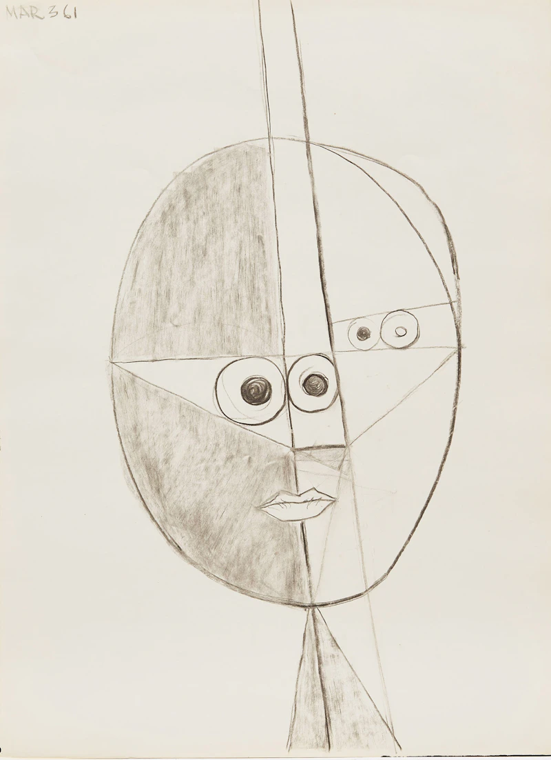 Gerald Milne Moses, Thirty Abstract Figures and Faces, charcoal; graphite on paper, 1959-1961 - view 6
