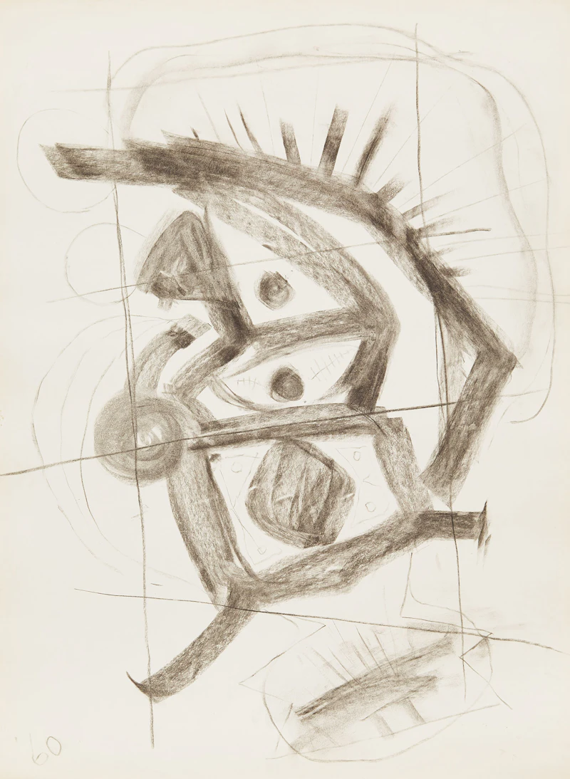 Gerald Milne Moses, Thirty Abstract Figures and Faces, charcoal; graphite on paper, 1959-1961 - view 9