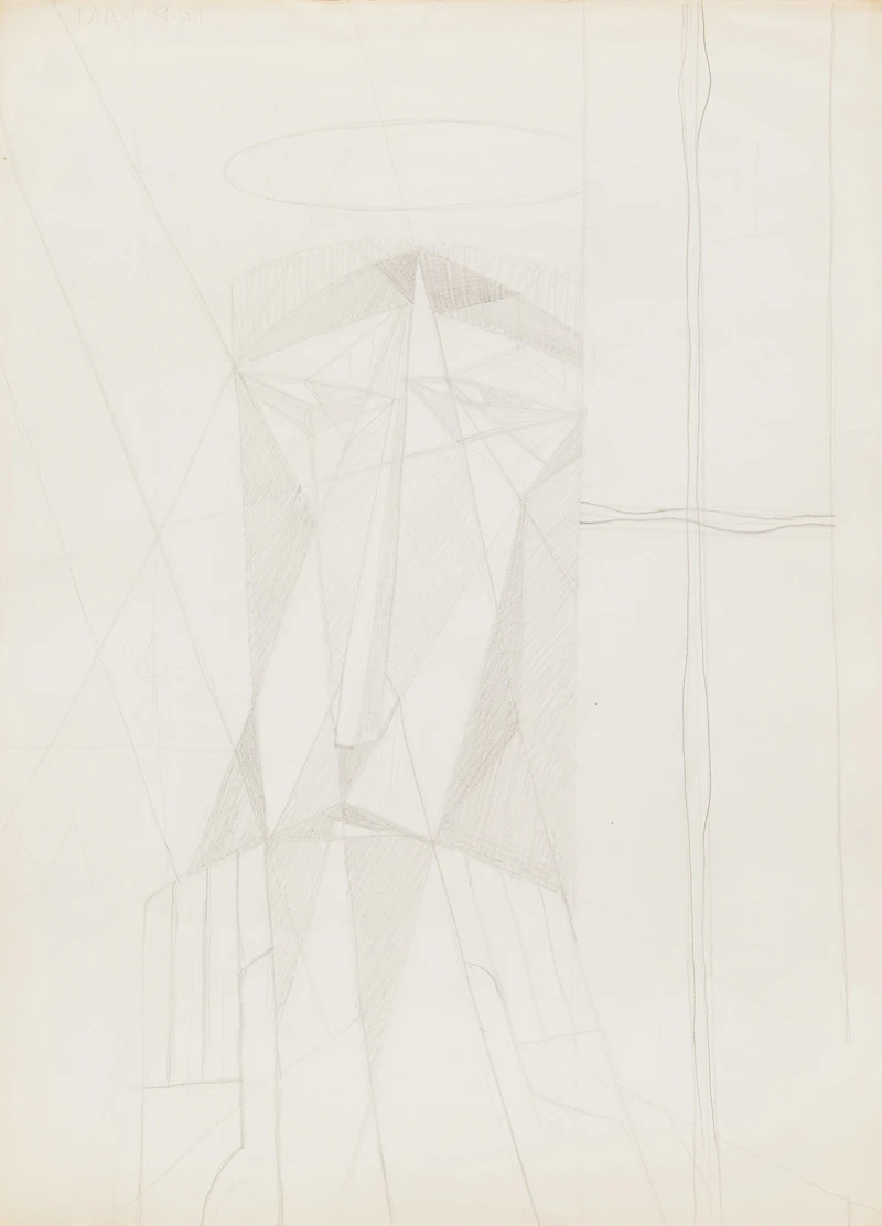 Gerald Milne Moses, Thirty Abstract Figures and Faces, charcoal; graphite on paper, 1959-1961 - view 10