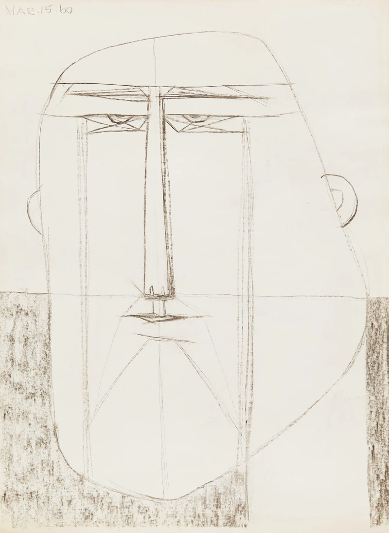 Gerald Milne Moses, Thirty Abstract Figures and Faces, charcoal; graphite on paper, 1959-1961 - view 11