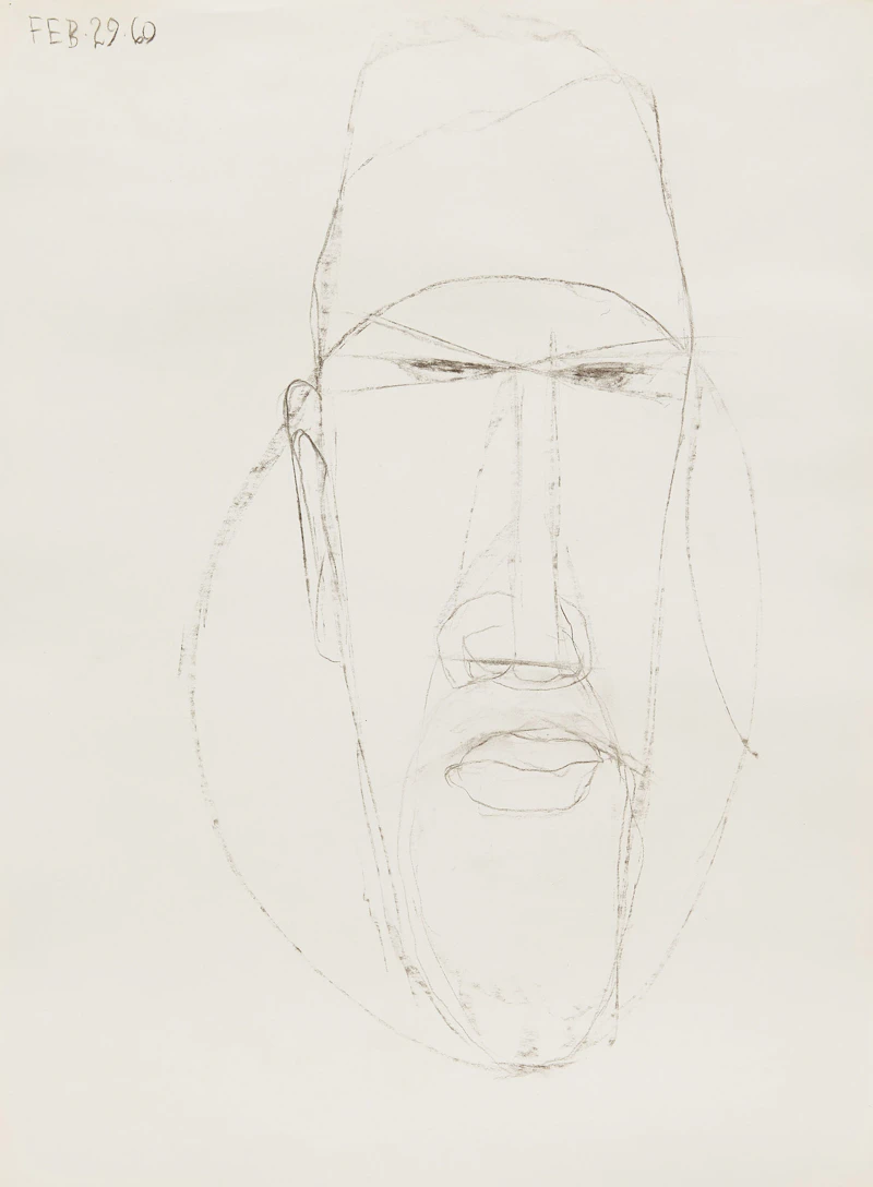 Gerald Milne Moses, Thirty Abstract Figures and Faces, charcoal; graphite on paper, 1959-1961 - view 12